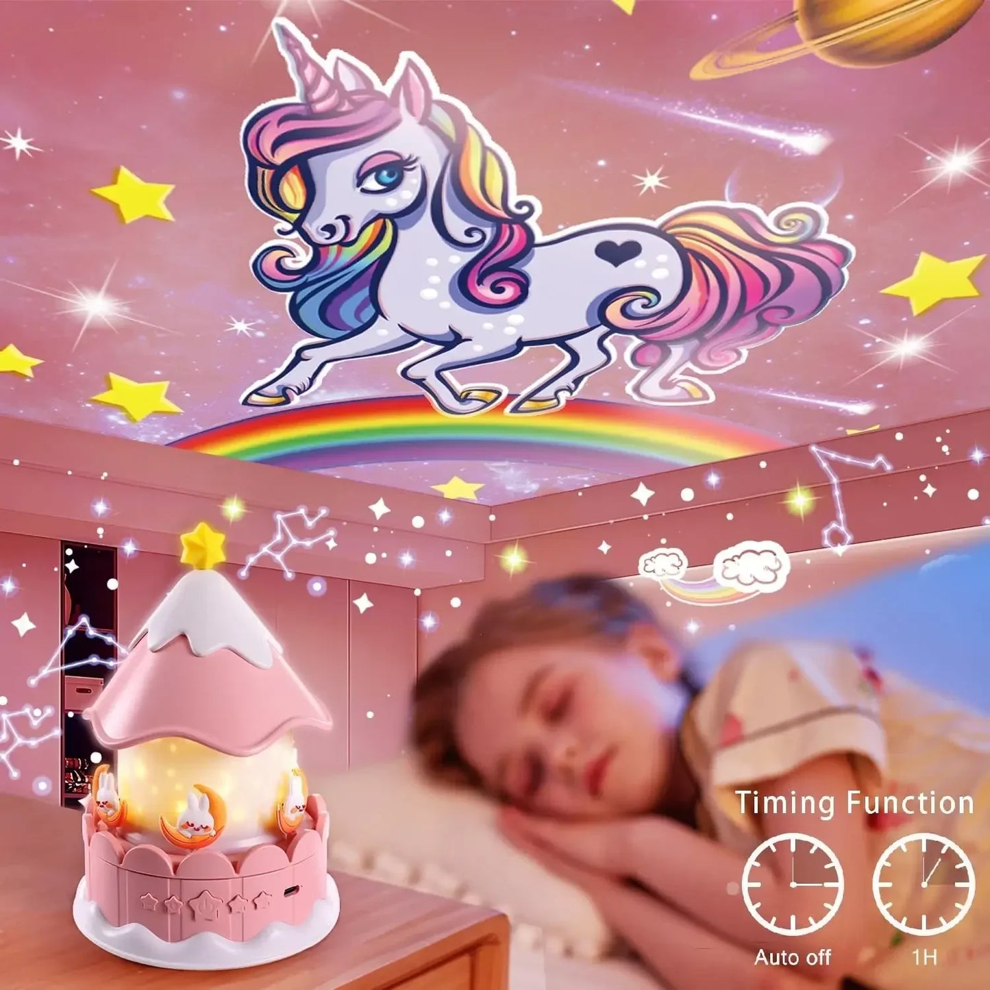 cute carousel-style projector night light