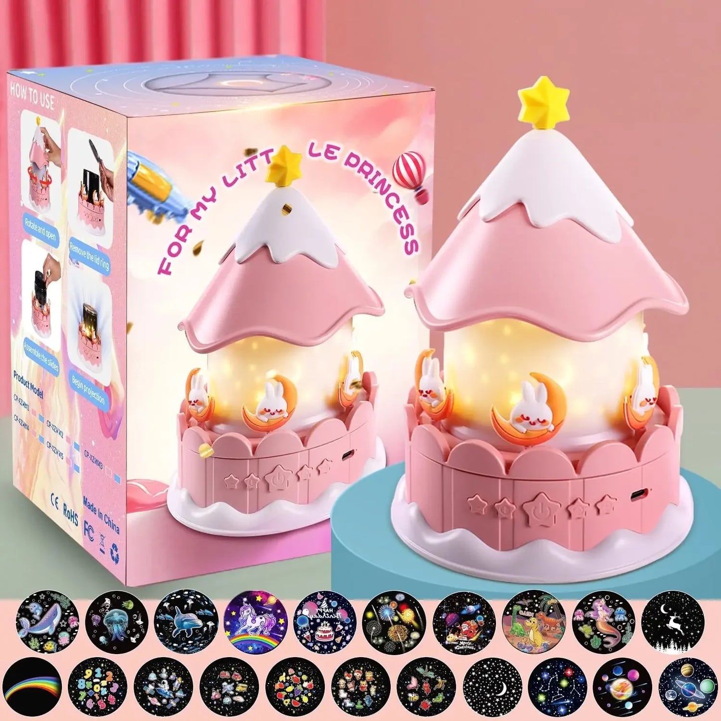 cute carousel-style projector night light