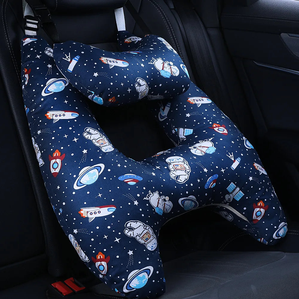 Car Pillow for Kids Breathable Cotton Washable Travel Neck Pillow Cushion Support for Sleeping Baby