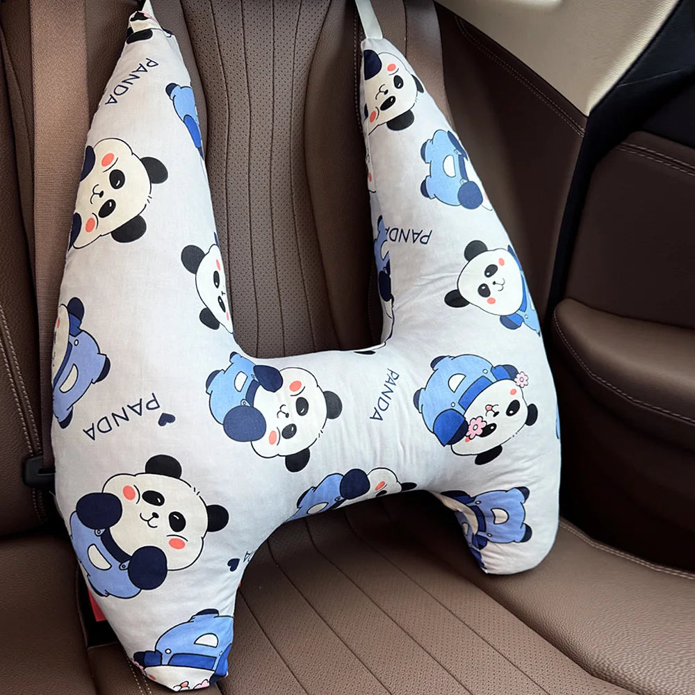 Car Pillow for Kids Breathable Cotton Washable Travel Neck Pillow Cushion Support for Sleeping Baby